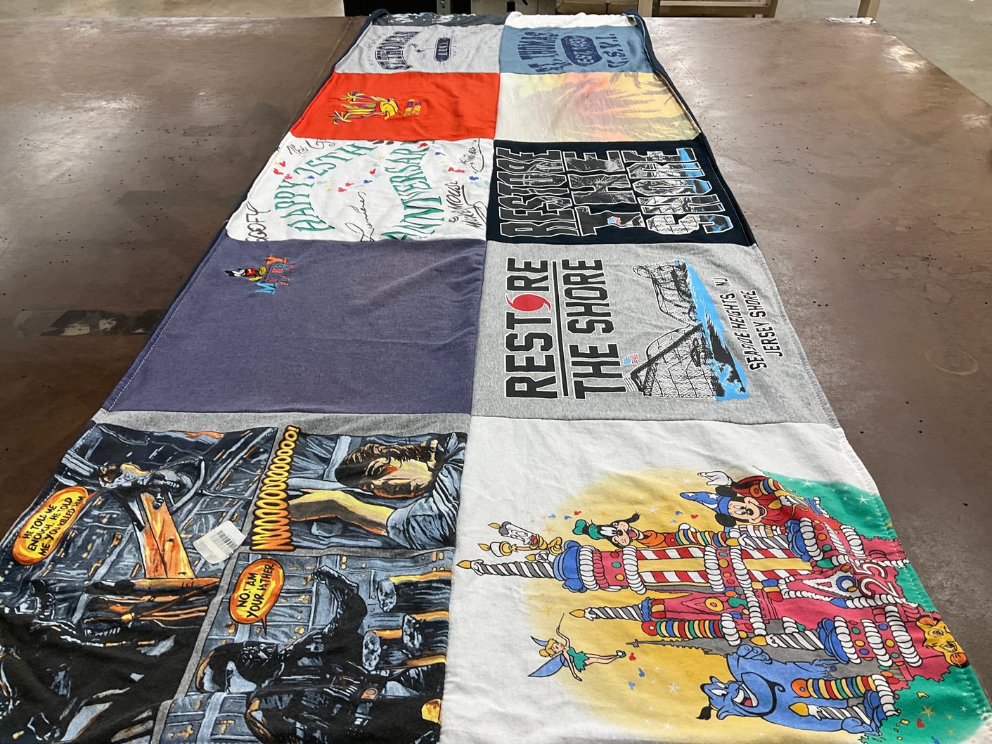 T-shirt quilt with disney, comics themes by Alda from NJ