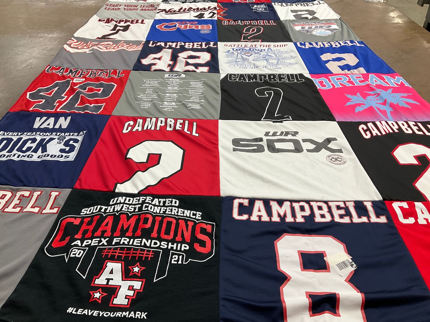 T-shirt quilt from campbell university by Kristina from NC