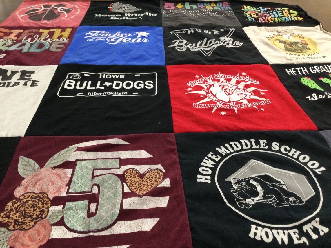 T-shirt quilt featuring howe bulldogs by MELYNNE from TX