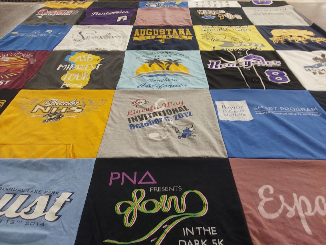 T-shirt quilt from augustana university, jacoby high school by Pamela from IL