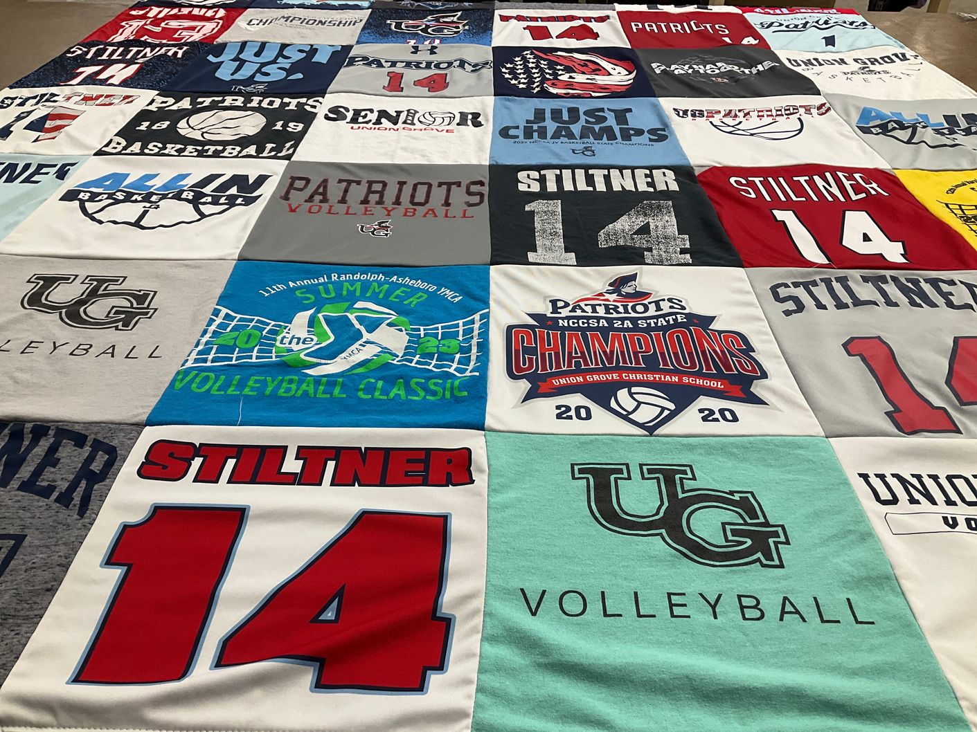 T-shirt quilt featuring union grove patriots by Paige from NC