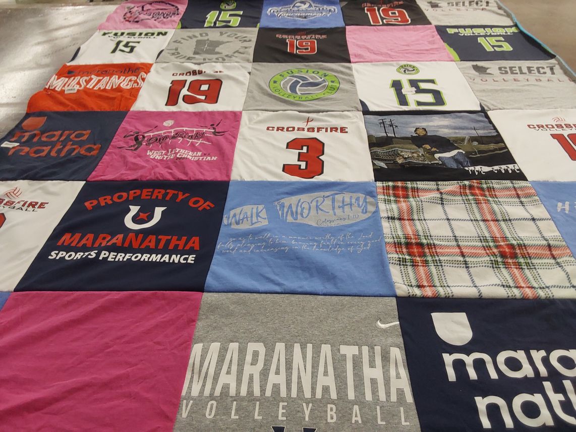 T-shirt quilt featuring maranatha volleyball by Derek from MN