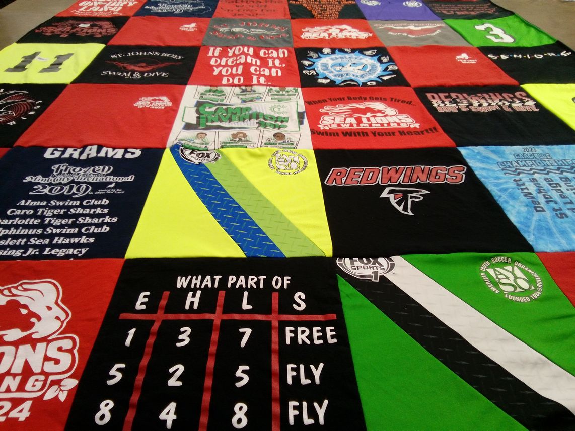 T-shirt quilt featuring redwings by KATHLEEN from MI
