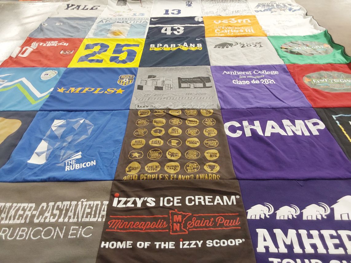 T-shirt quilt featuring spartans by Javier from MN