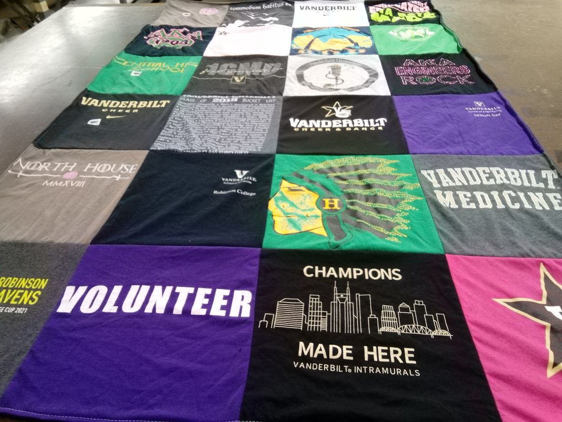 T-shirt quilt from vanderbilt university, central high school by Candace from TN