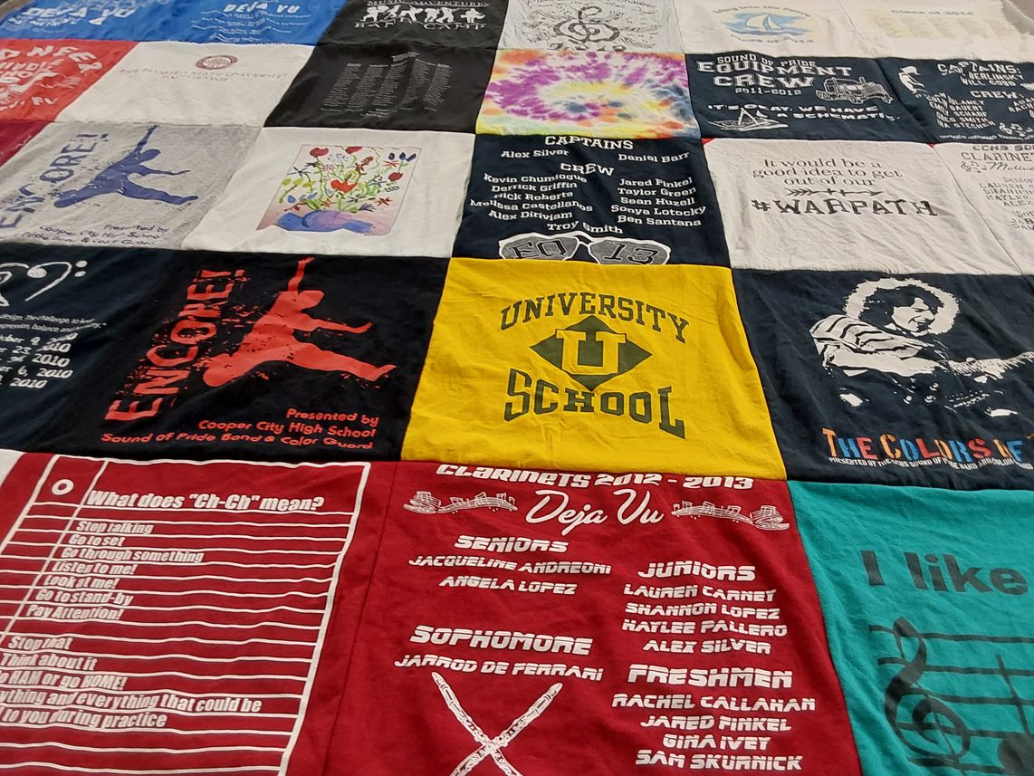 T-shirt quilt from cooper city high school, university school by Alexandra from CA