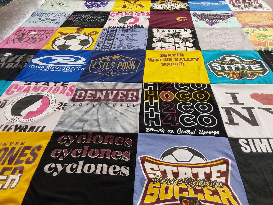 T-shirt quilt featuring denver cyclones soccer, iowa rush by Stephanie from IA