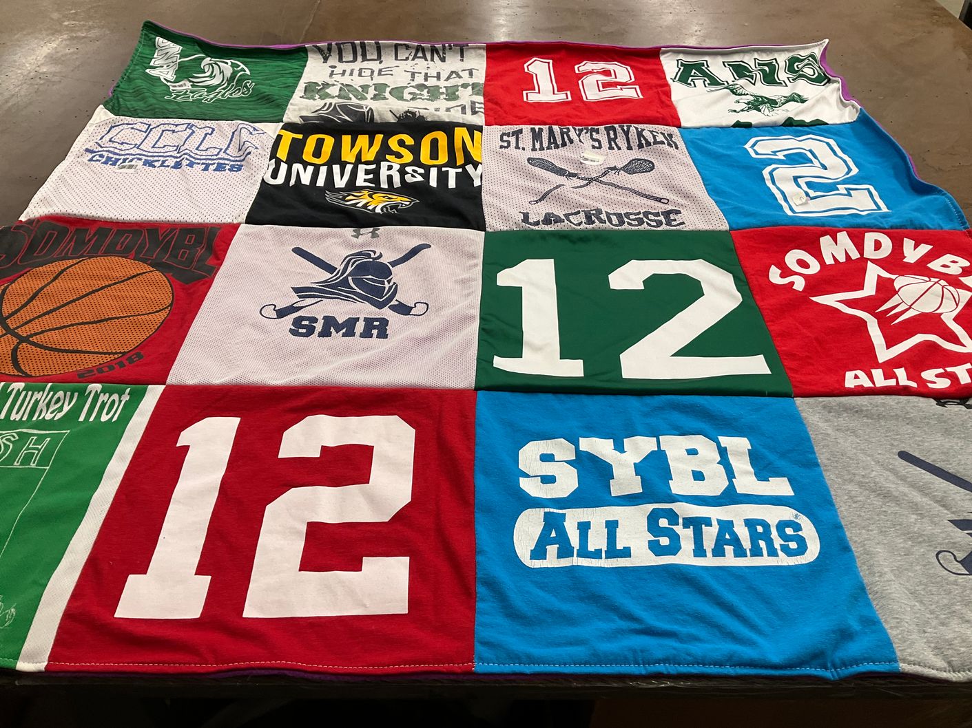 T-shirt quilt from towson university, st. mary's ryken by Kenneth from MD