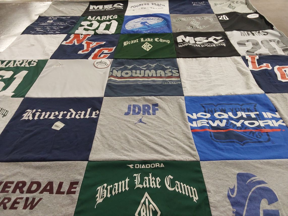 T-shirt quilt from riverdale country school, brant lake camp by Wendy from NY