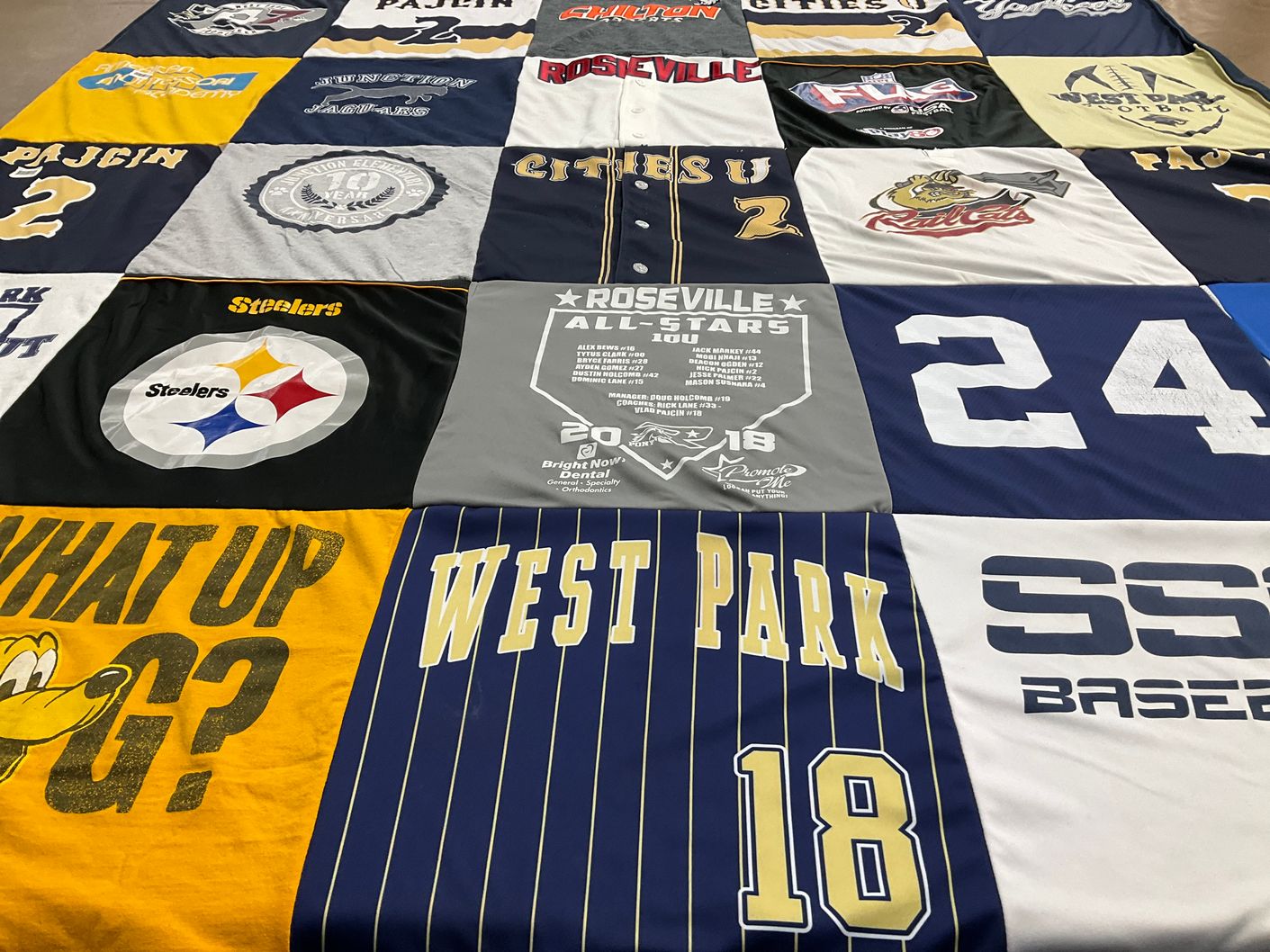 T-shirt quilt featuring steelers, roseville all-stars by Jennifer from CA