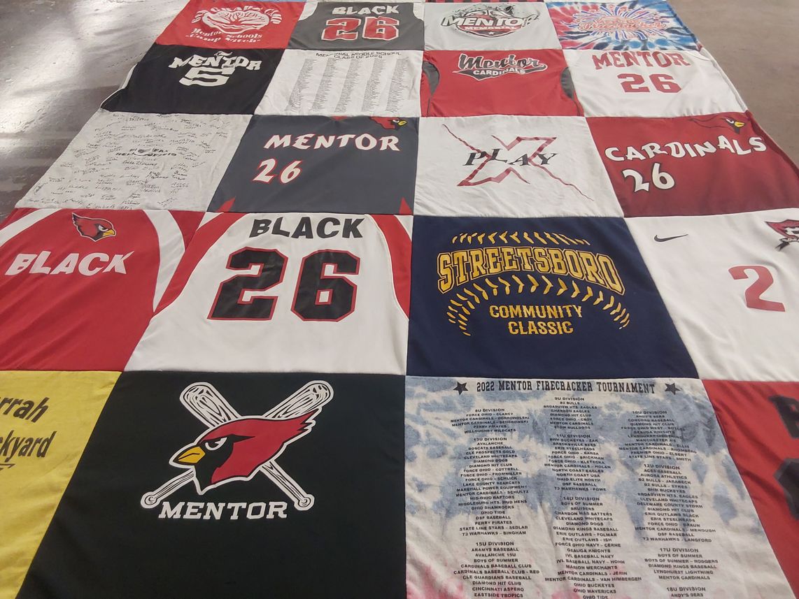 T-shirt quilt featuring mentor cardinals by Elizabeth from OH