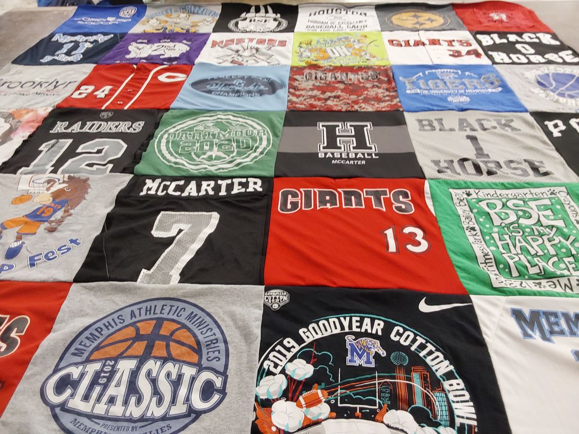 T-shirt quilt featuring giants, raiders by kim from TN