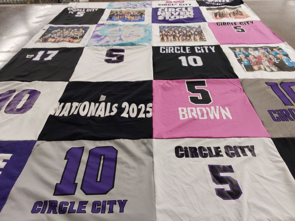 T-shirt quilt featuring circle city by Lori from IN