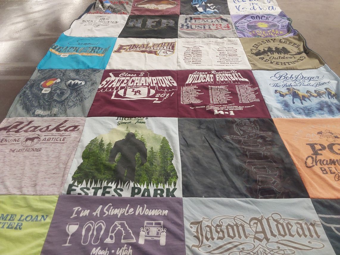 T-shirt quilt featuring logan rogersville wildcats football by Sandy from MO