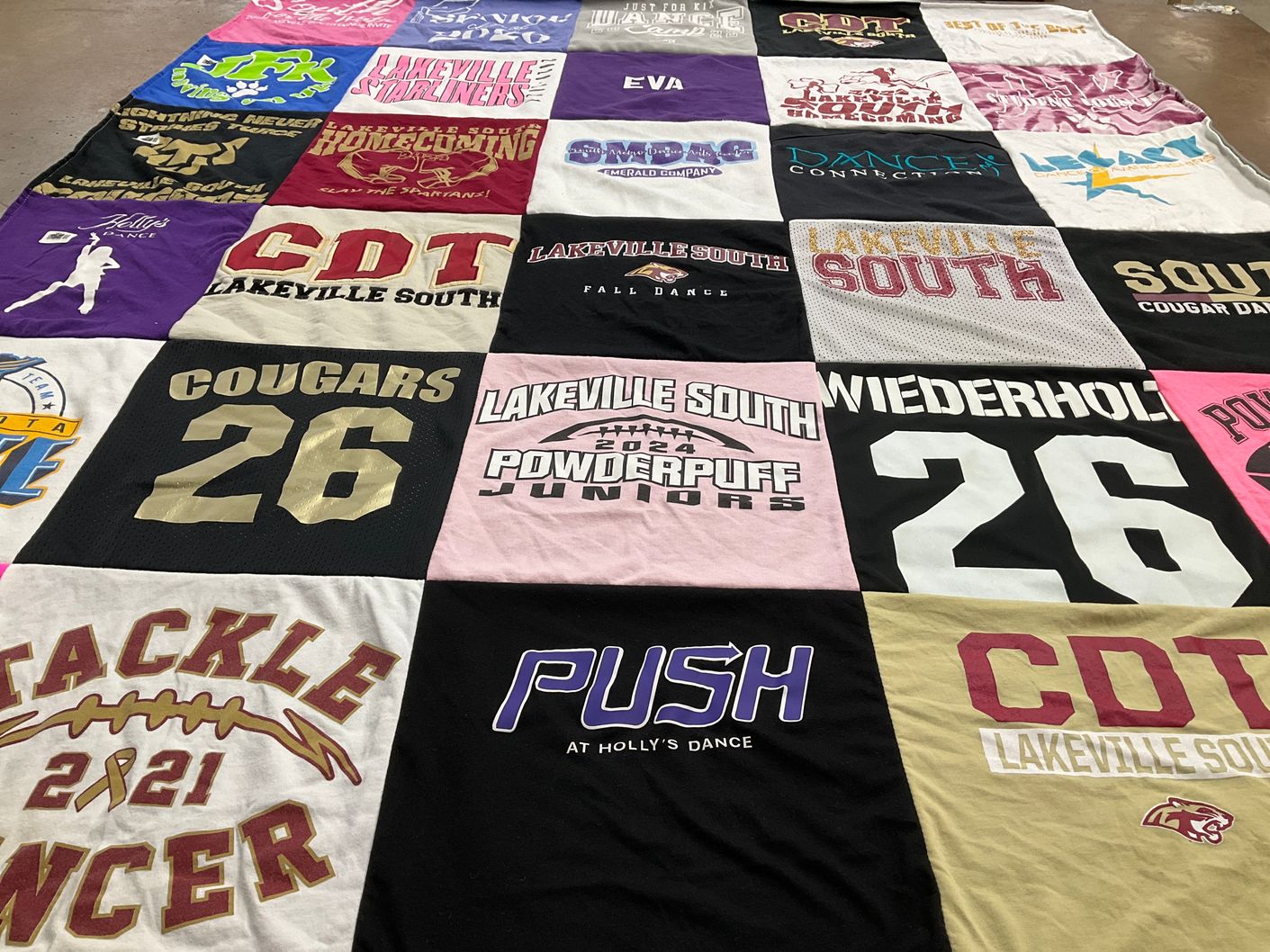 T-shirt quilt featuring lakeville south cougars by Kristi from MN