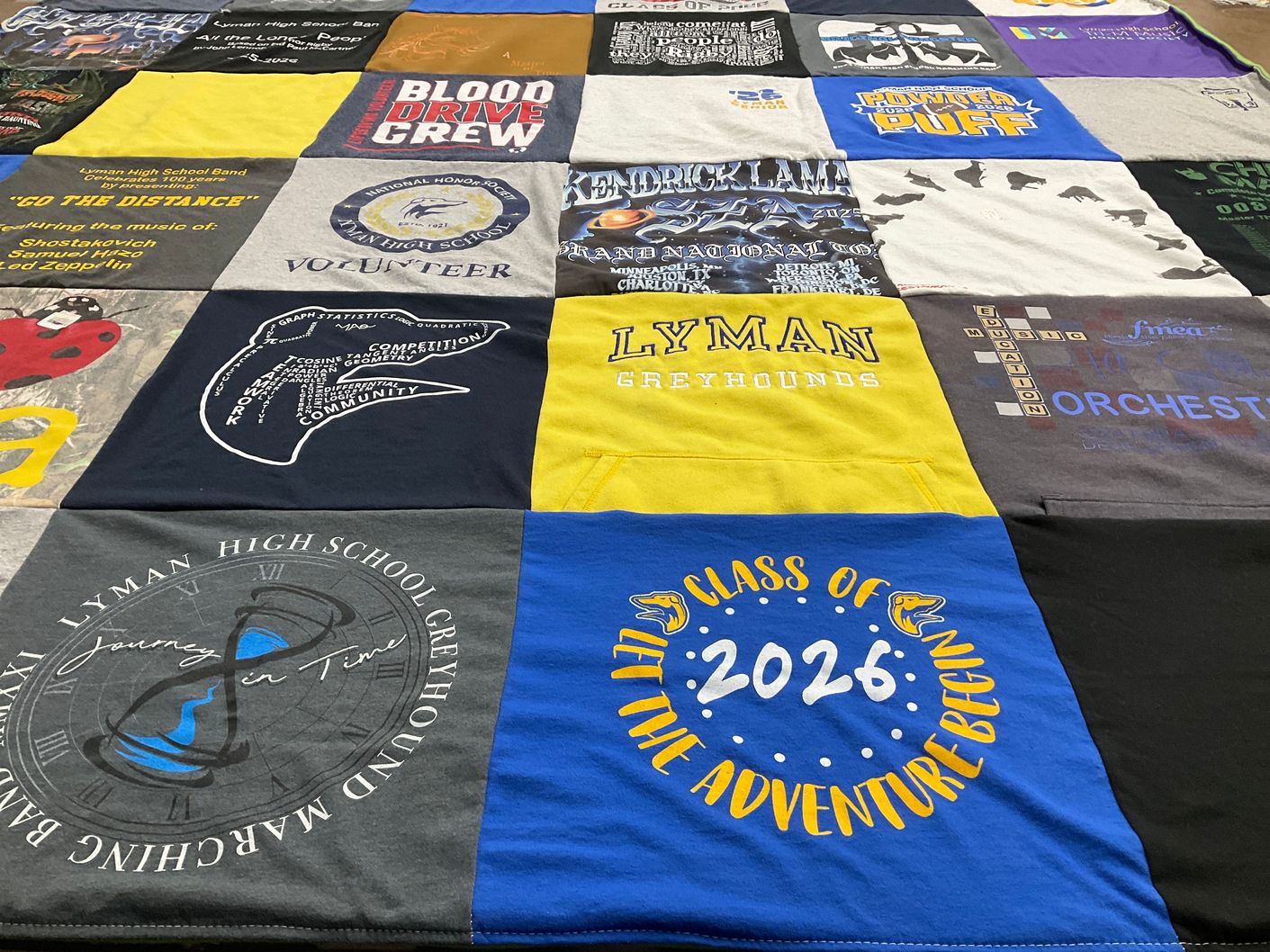T-shirt quilt featuring lyman high school greyhounds by Sara from FL