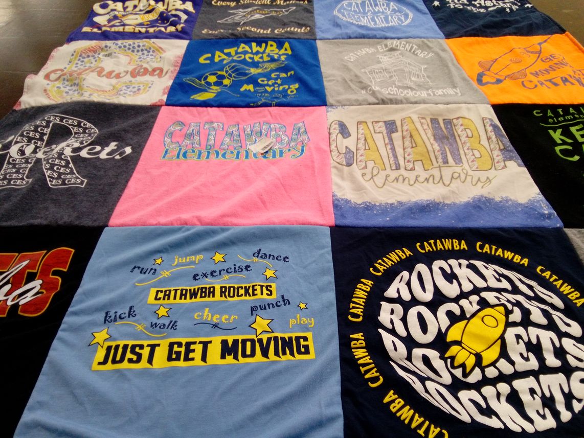 T-shirt quilt featuring catawba rockets by Jessica from NC
