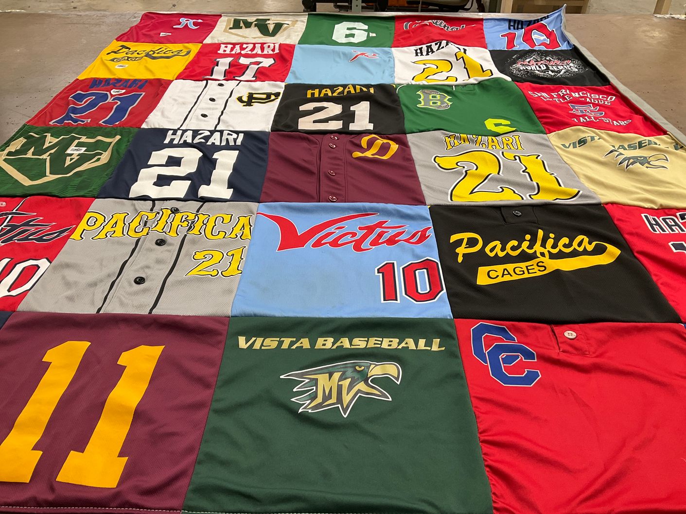 T-shirt quilt featuring vista high school baseball by Bethany from CO