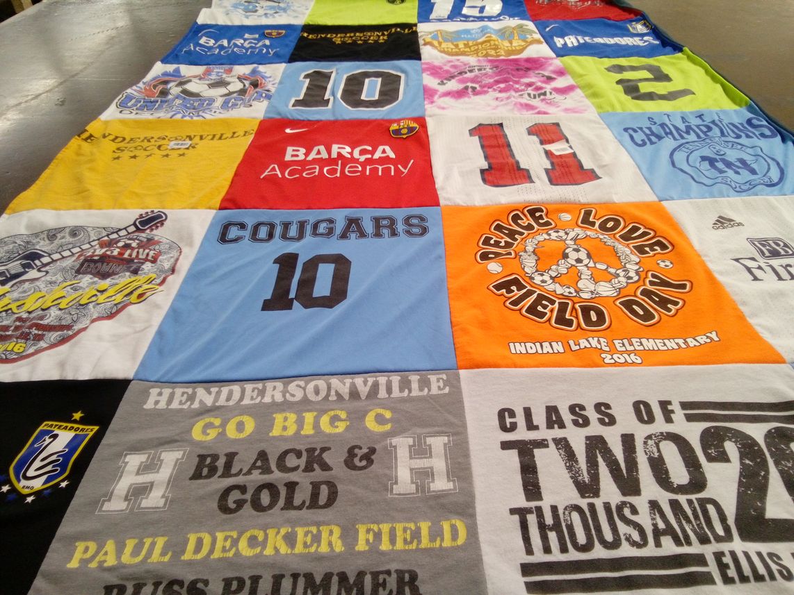 T-shirt quilt featuring cougars soccer team by Kendra from TN