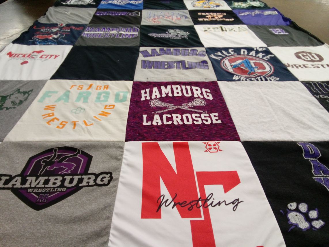 T-shirt quilt featuring hamburg wrestling, fargo wrestling by Michelli from NY
