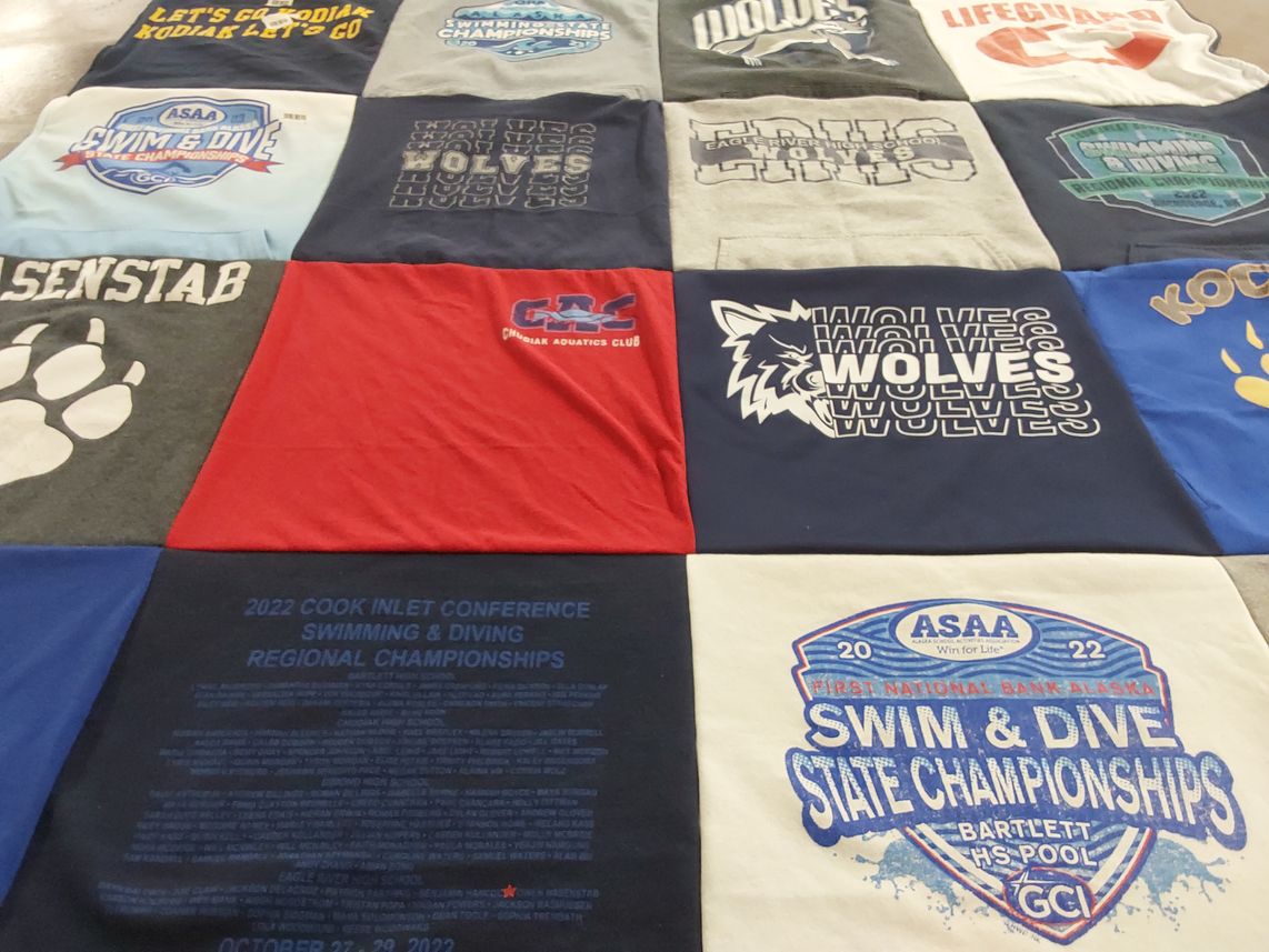 T-shirt quilt featuring chugiak high school wolves, east high school wolves by Anne from MN