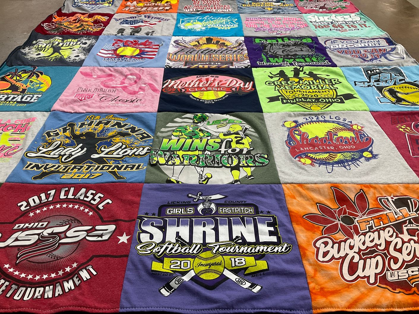 T-shirt quilt with softball, sports themes by Melissa from OH