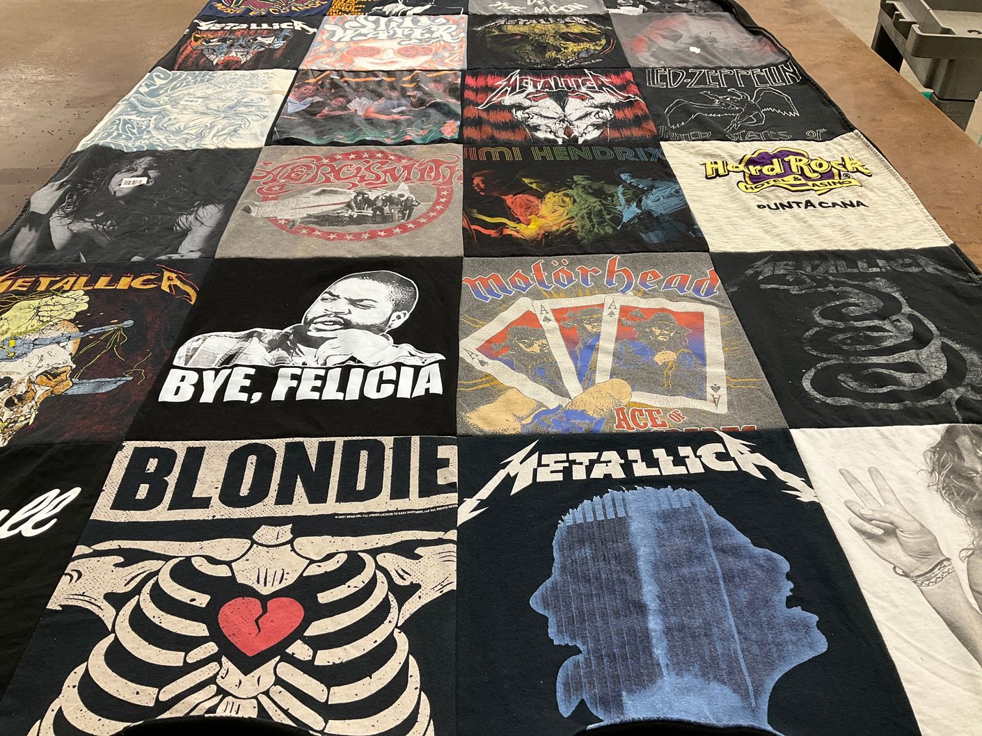 T-shirt quilt with music, bands themes by Brian from WI