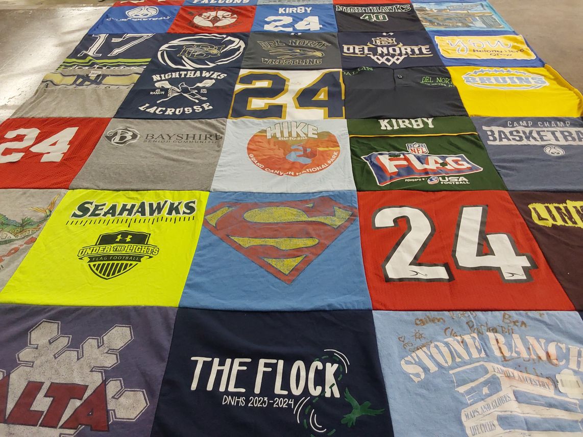 T-shirt quilt featuring nighthawks lacrosse, seahawks flag football by Amy from CA