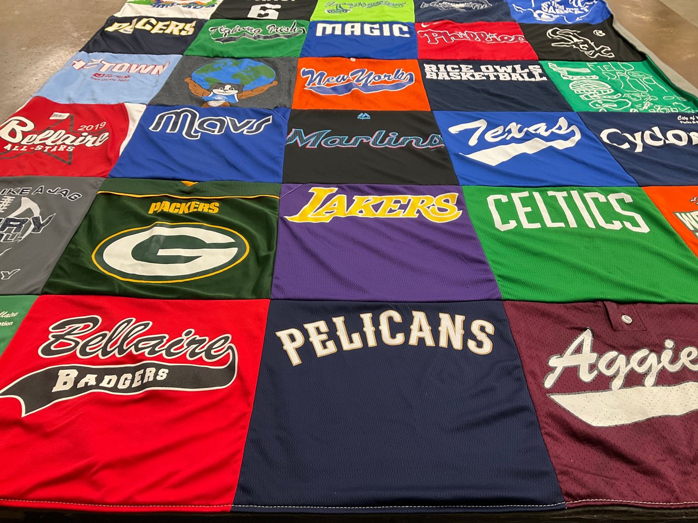 T-shirt quilt featuring dallas mavericks, green bay packers by Jodi from TX