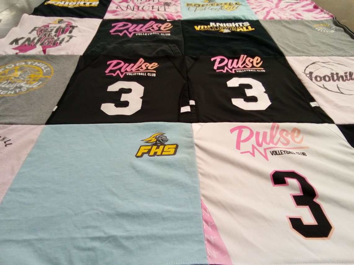 T-shirt quilt from foothill high school by DeAnn from CA