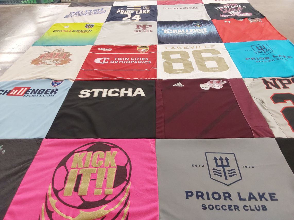 T-shirt quilt featuring prior lake soccer club by Lisa from MN