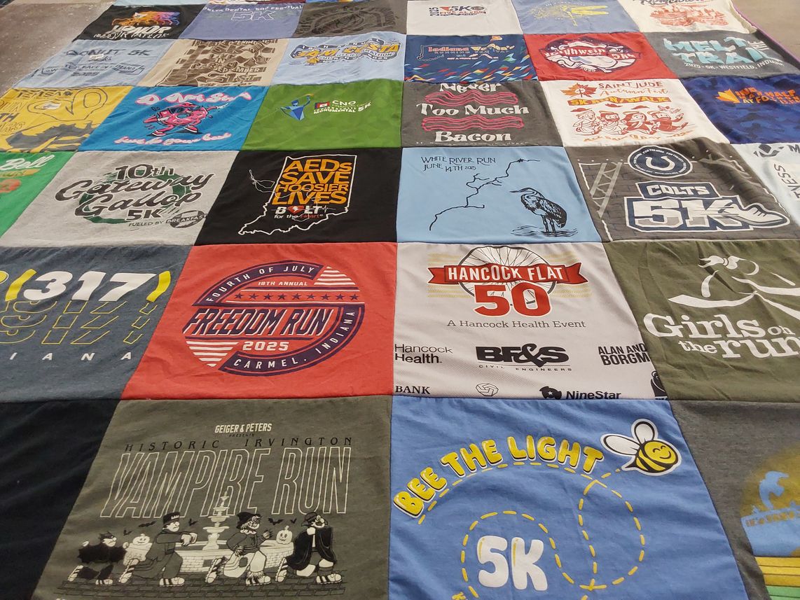 T-shirt quilt with running, health themes by Lauren from IN