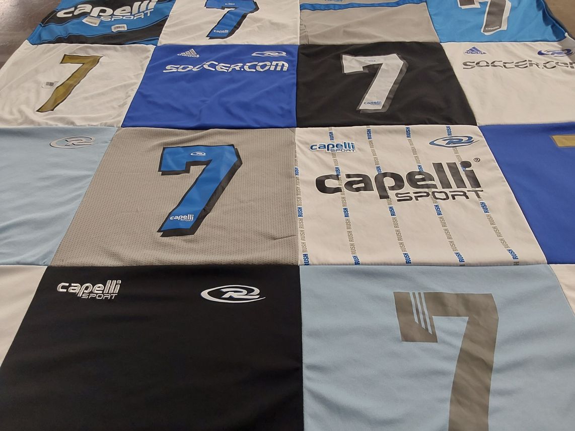T-shirt quilt with soccer themes by Jonathan from MS