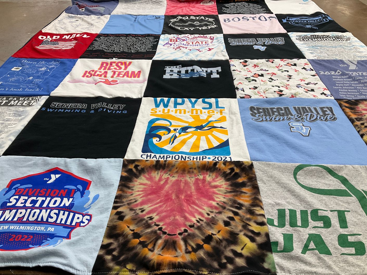 T-shirt quilt featuring seneca valley swimming and diving team by Chris from PA