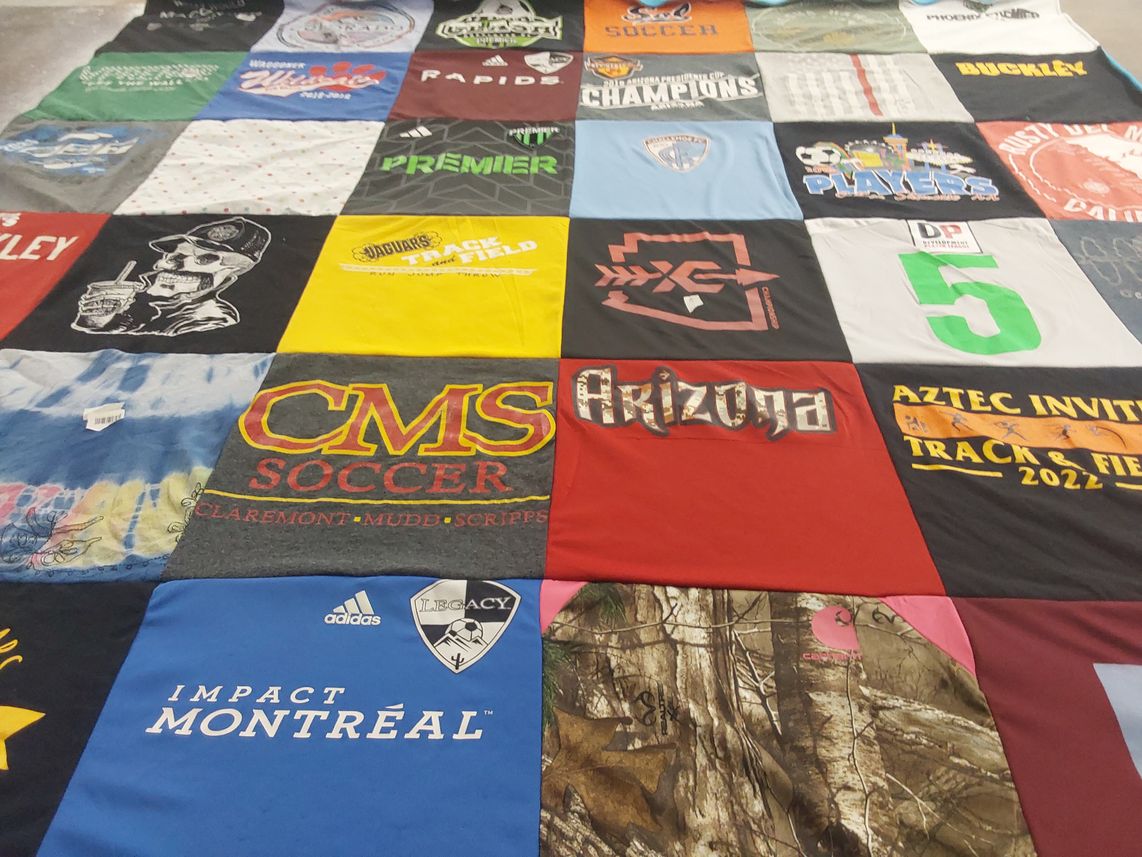T-shirt quilt from claremont mudd scripps college by Stephanie from AZ