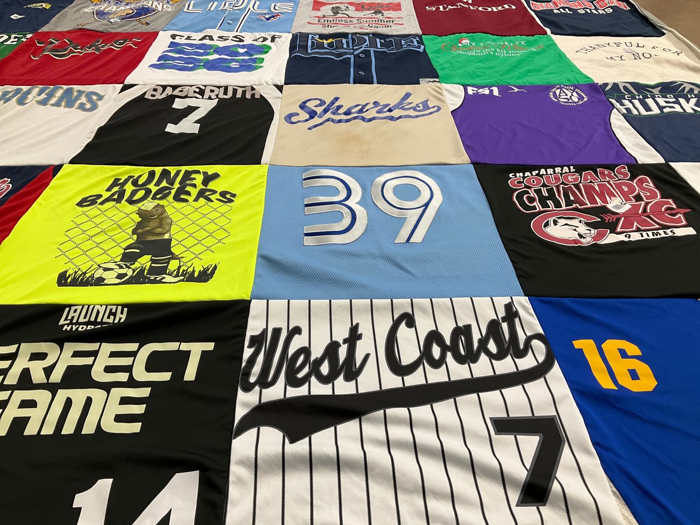 T-shirt quilt with soccer, sports themes by Ricardo from CA