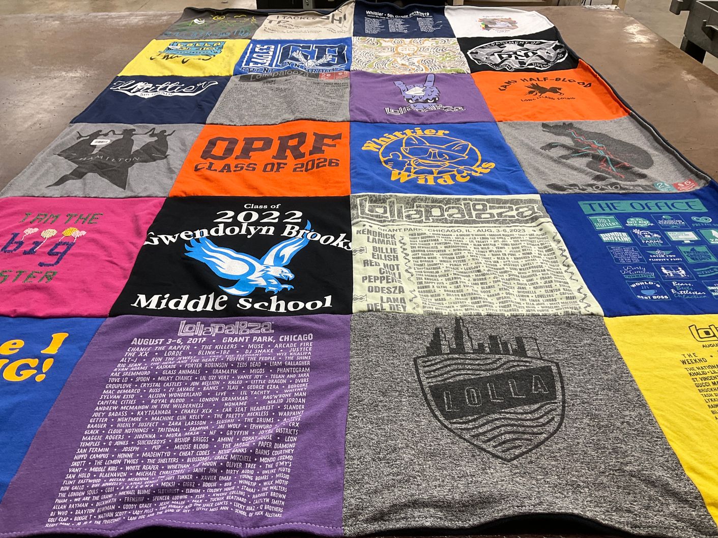T-shirt quilt featuring whitier wildcats by Shannon from IL