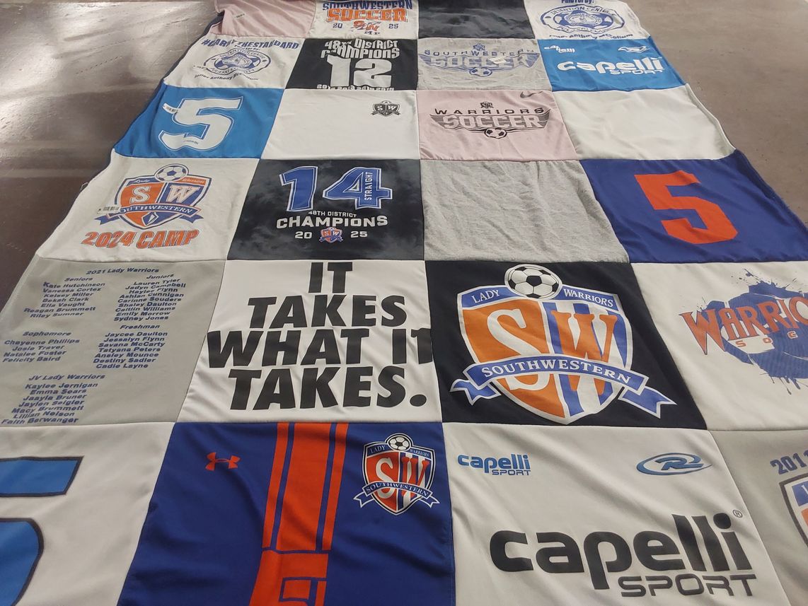 T-shirt quilt featuring lady warriors soccer team by genetta from KY