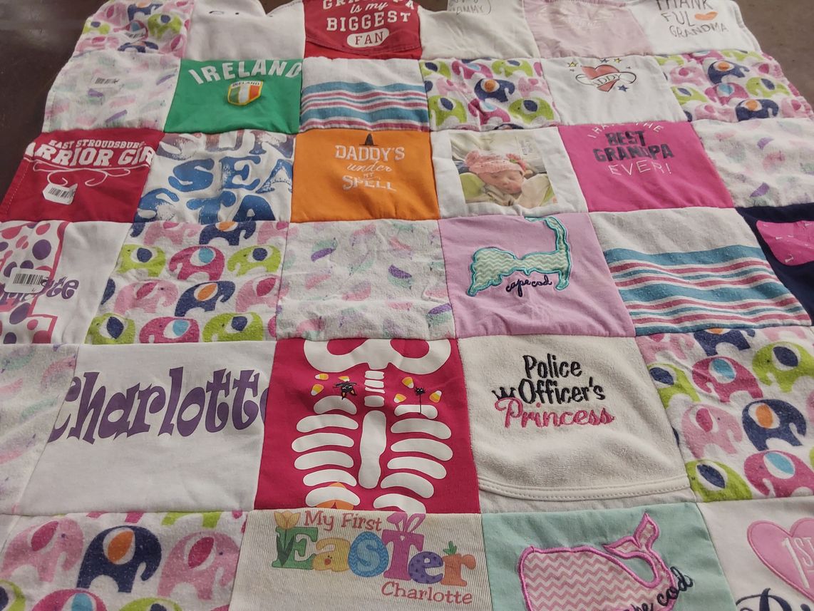 T-shirt quilt with family, holidays themes by Cara from NJ