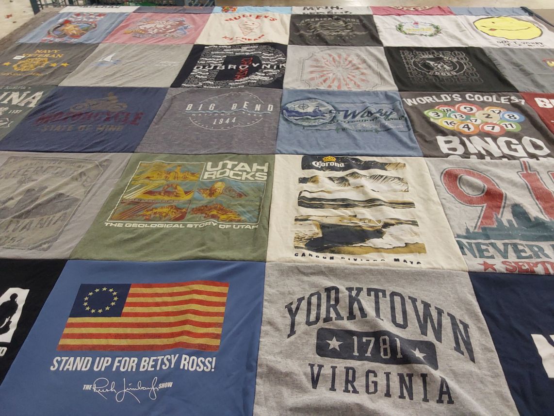 T-shirt quilt with travel, history themes by William from WI