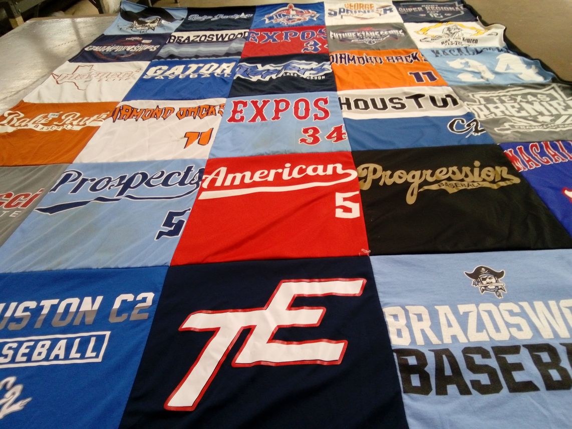 T-shirt quilt featuring brazoswood high school baseball, gator baseball by Lindsey from TX