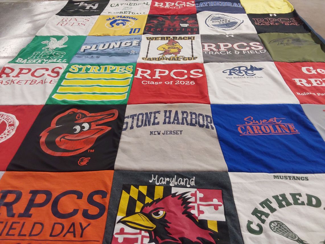T-shirt quilt featuring rpcs reds, rpcs basketball by Jennicer from MD