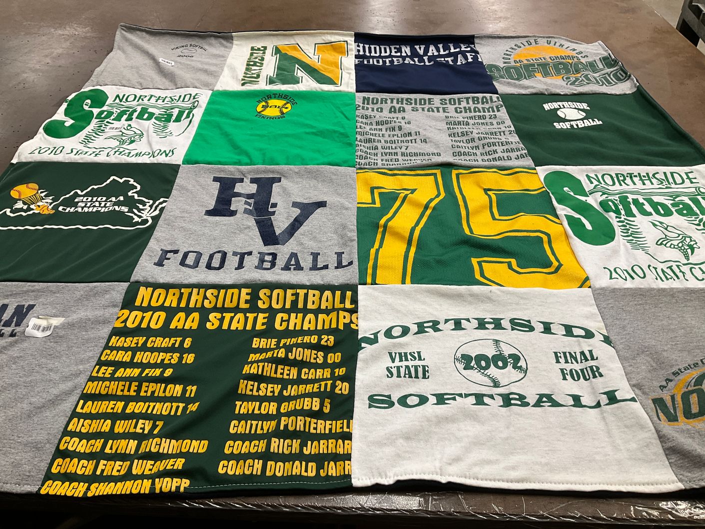 T-shirt quilt featuring northside softball, hidden valley football by Fred from VA