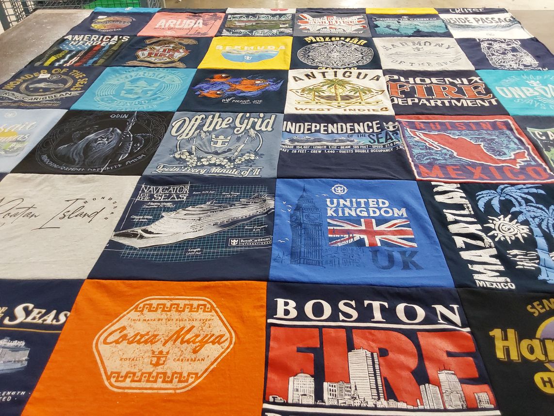 T-shirt quilt with travel, cruising themes by Celeste from AZ