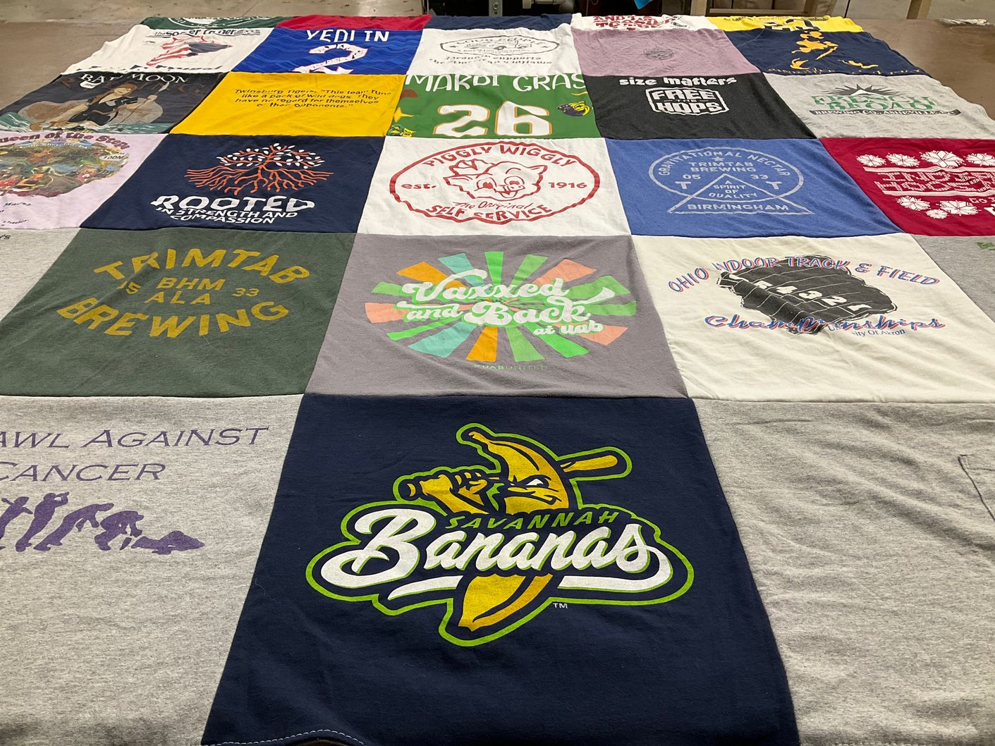 T-shirt quilt featuring savannah bananas by Emily from AL