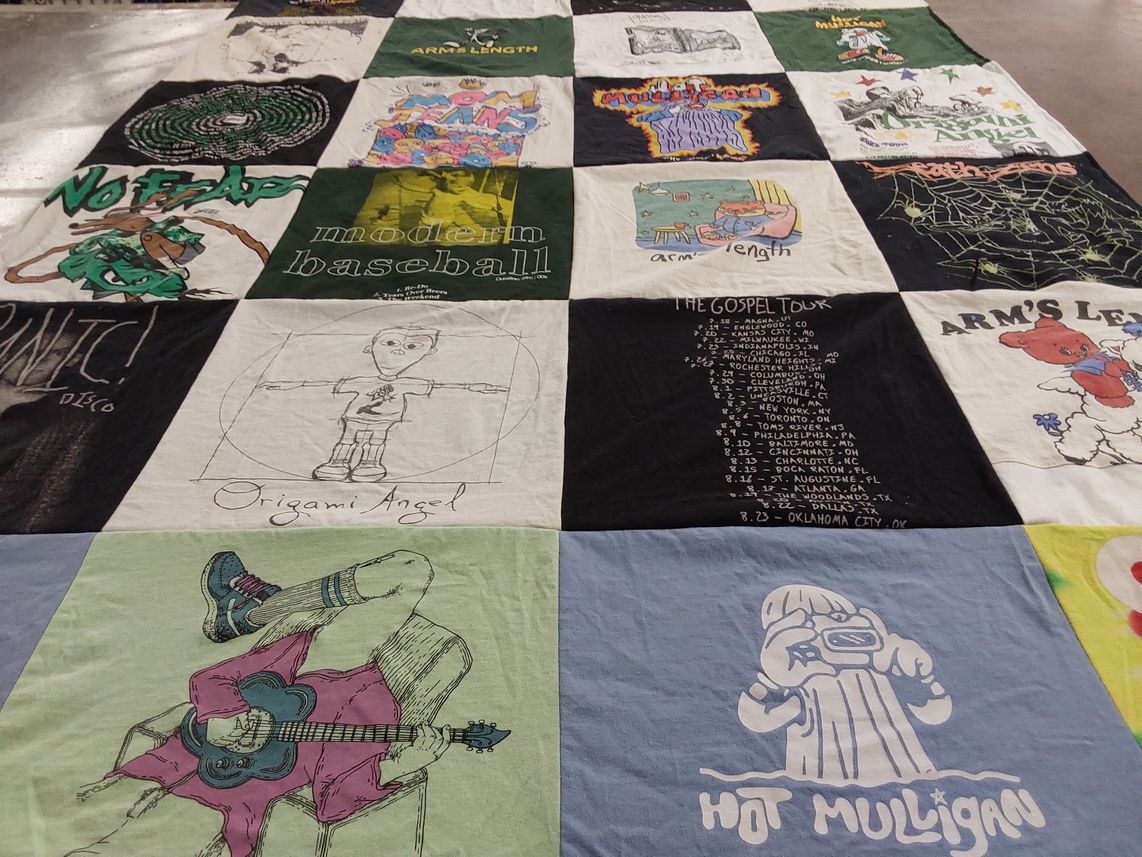 T-shirt quilt with music, bands themes by Grace from CT