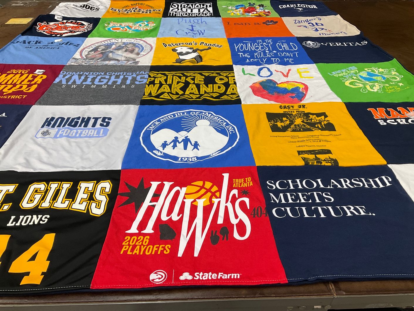 T-shirt quilt featuring hawks, knights by Charlisa from GA