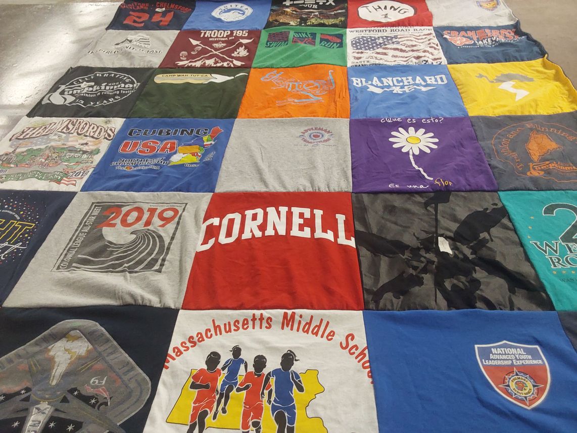 T-shirt quilt from cornell university, massachusetts middle school by Susan from MA