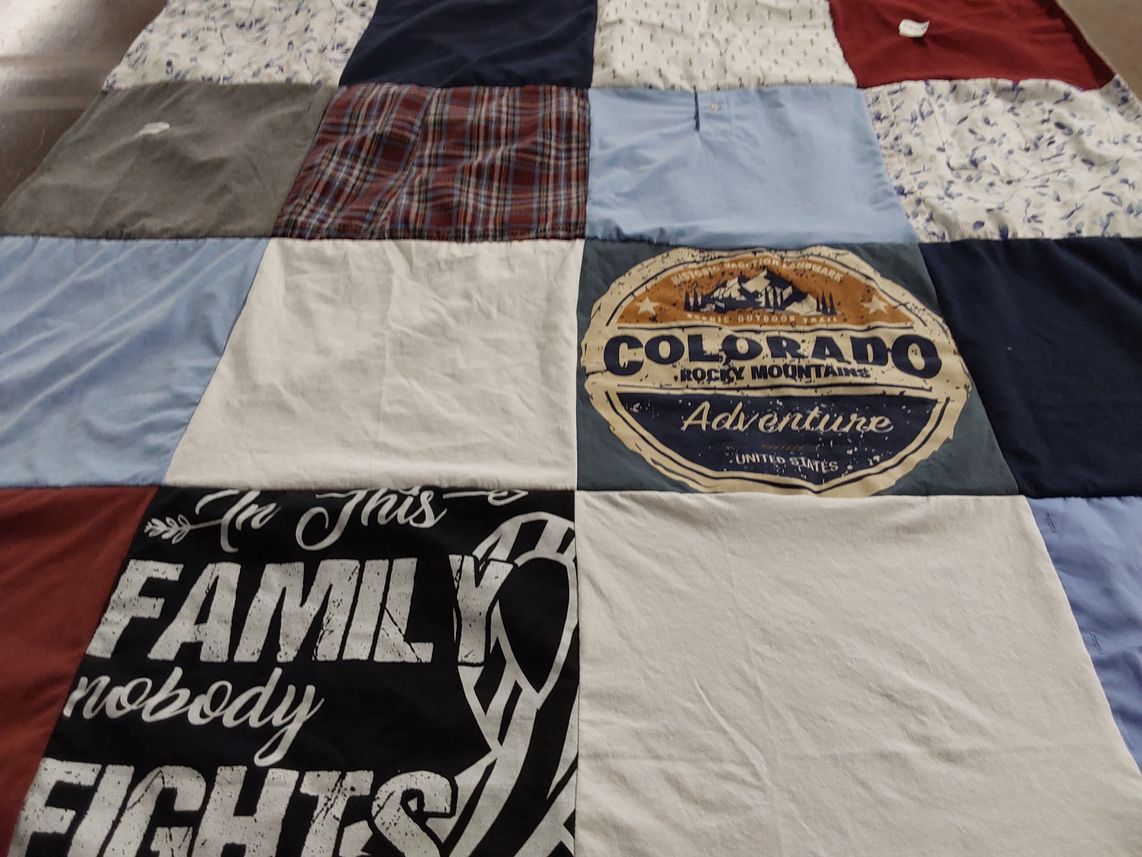 T-shirt quilt with outdoor activities, family themes by Jackie from CT