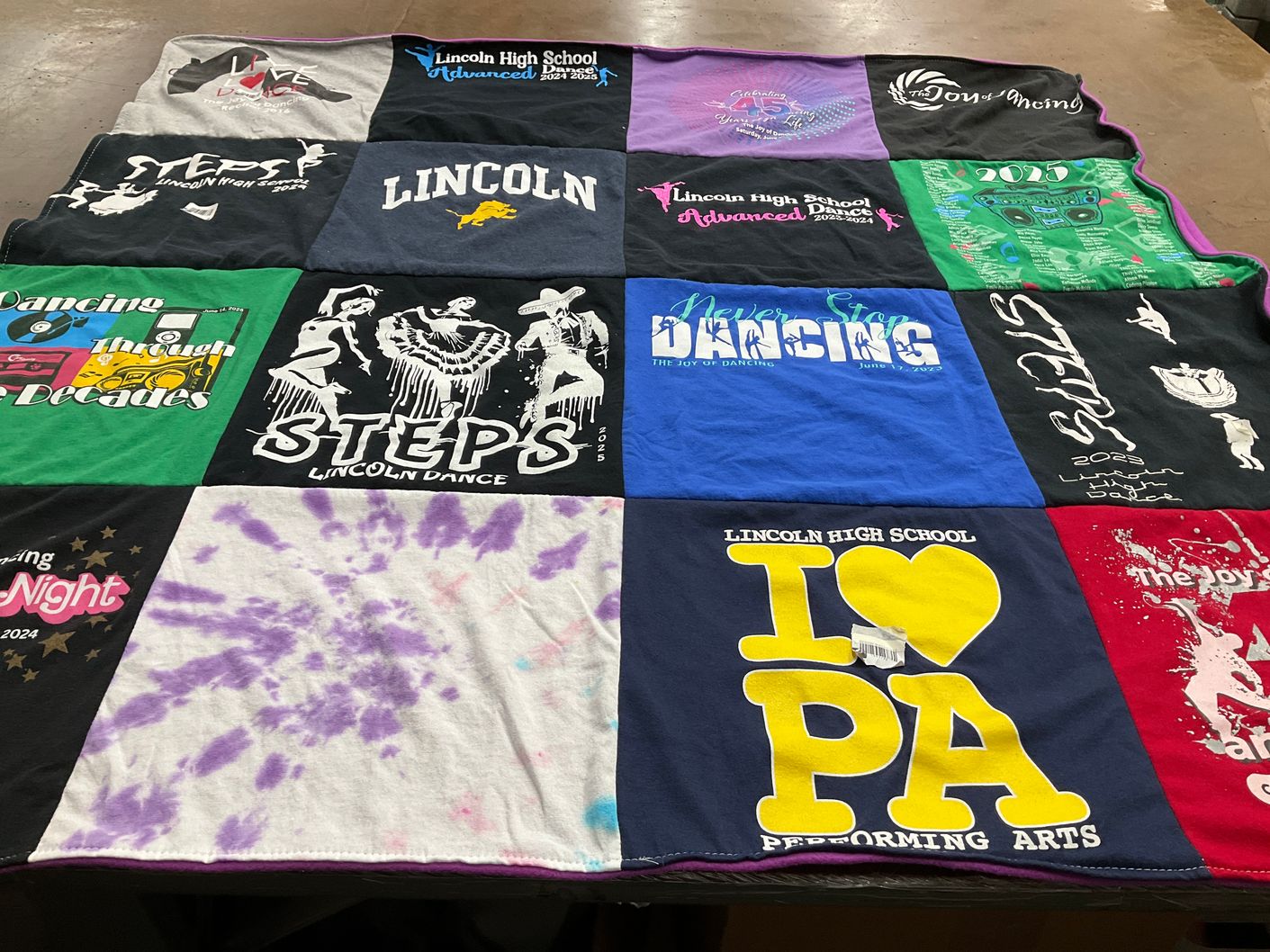 T-shirt quilt from lincoln high school by Carla from CA